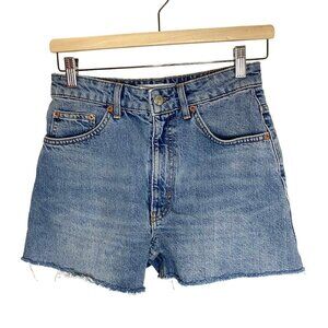Top Shop Mom Denim High Rise Shorts Frayed Hem Size 4 Classic‎ USA
